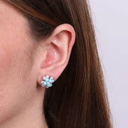 Orecchini in Argento 925 con fiore turchese a lobo