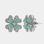 Orecchini in Argento 925 con fiore turchese a lobo - BYSIMON gioielli