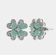 Orecchini in Argento 925 con fiore turchese a lobo