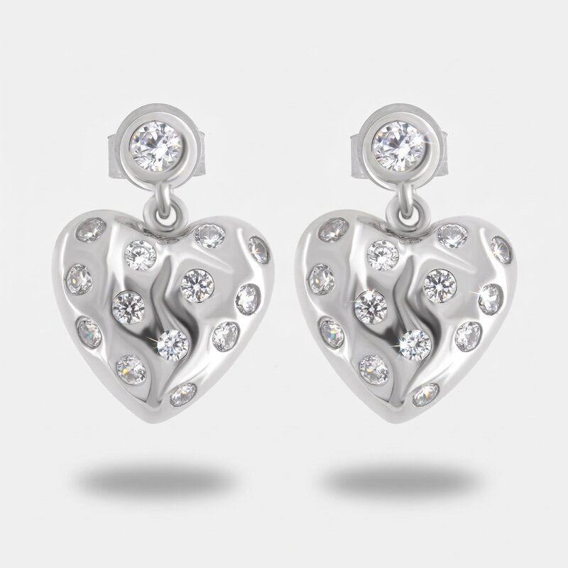 Orecchini in Argento 925 con cuore pendente - BYSIMON gioielli