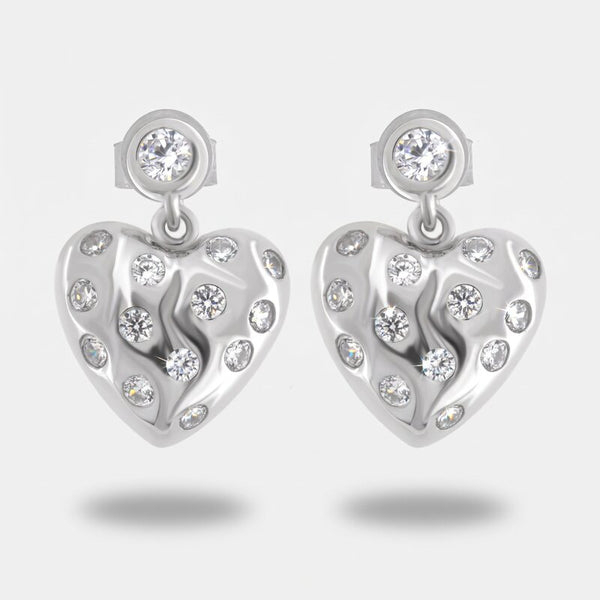 Orecchini in Argento 925 con cuore pendente - BYSIMON gioielli