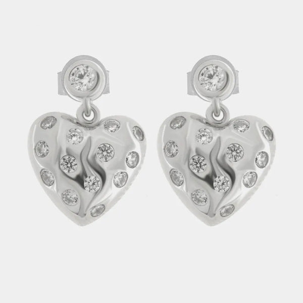 Orecchini in Argento 925 con cuore pendente - BYSIMON gioielli