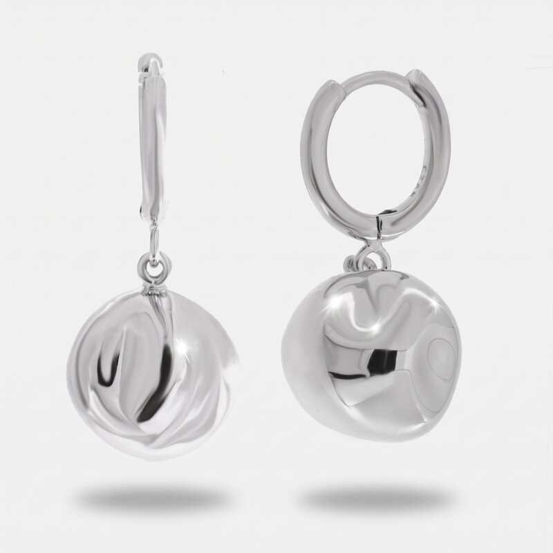 Orecchini in Argento 925 a cerchio con sfera pendente - BYSIMON gioielli