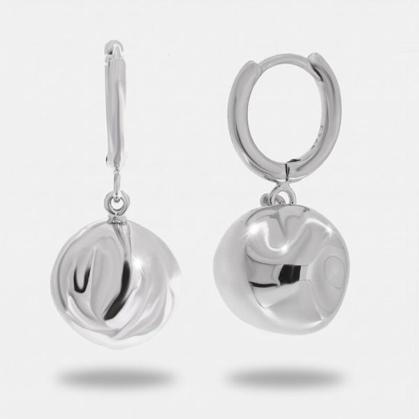 Orecchini in Argento 925 a cerchio con sfera pendente - BYSIMON gioielli