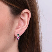 Orecchini in Argento 925 a cerchio con cuori colorati