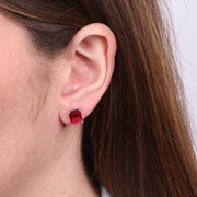 Orecchini in Argento 925 con zirconi rossi a lobo