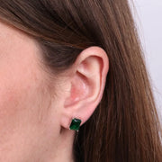Orecchini in Argento 925 rettangolo verde
