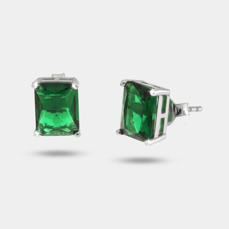 Orecchini in Argento 925 rettangolo verde - BYSIMON gioielli