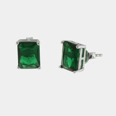 Orecchini in Argento 925 rettangolo verde