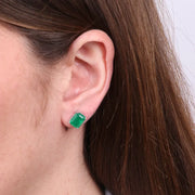 Orecchini in Argento 925 rettangolo verde smeraldo