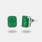Orecchini in Argento 925 rettangolo verde smeraldo - BYSIMON gioielli