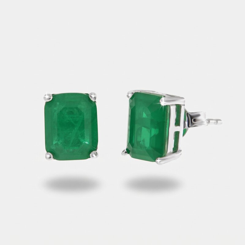 Orecchini in Argento 925 rettangolo verde smeraldo - BYSIMON gioielli