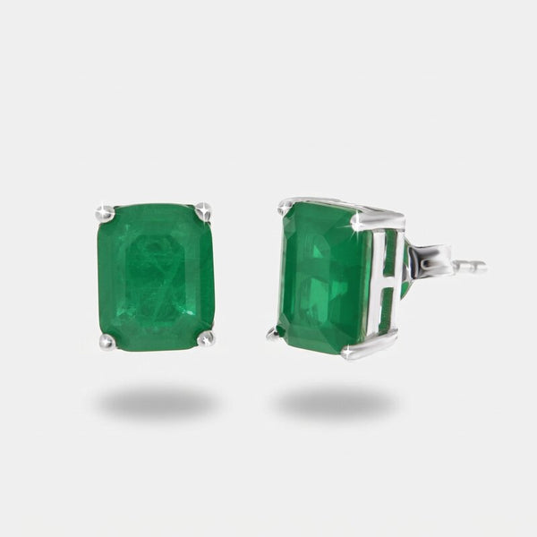 Orecchini in Argento 925 rettangolo verde smeraldo - BYSIMON gioielli