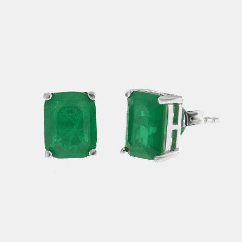 Orecchini in Argento 925 rettangolo verde smeraldo