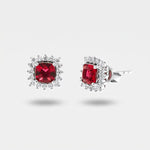Orecchini in Argento 925 a lobo con zircone rosso - BYSIMON gioielli