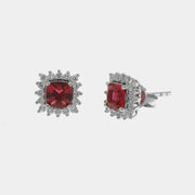 Orecchini in Argento 925 a lobo con zircone rosso