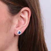 Orecchini in Argento 925 a lobo con zircone blu