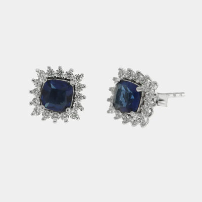 Orecchini argento 925 a lobo con zircone blu - BYSIMON gioielli