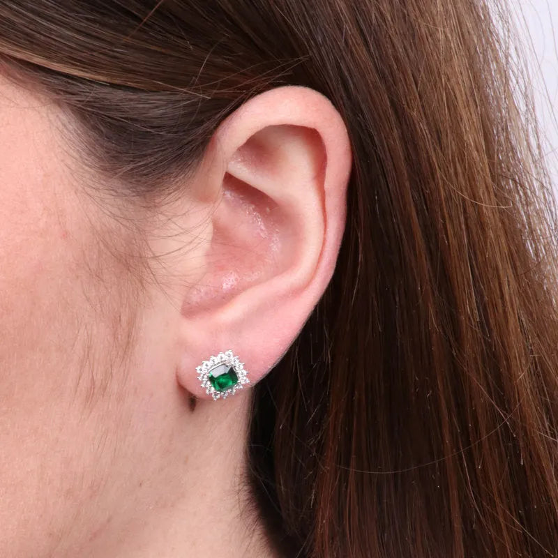 Orecchini in Argento 925 a lobo con zircone verde BYSIMON - gioiello BySimon