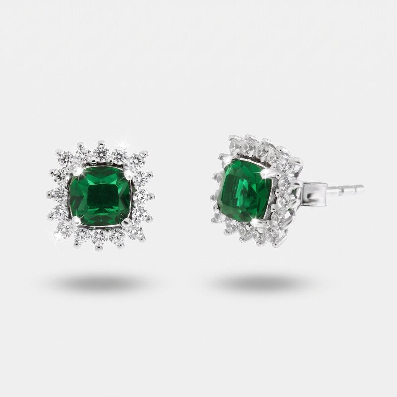 Orecchini in Argento 925 a lobo con zircone verde BYSIMON - gioiello BySimon
