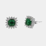 Orecchini in Argento 925 a lobo con zircone verde