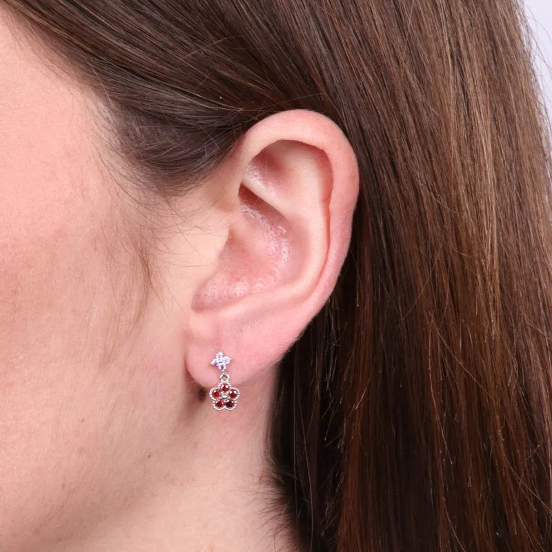 Orecchini in Argento 925 con fiore amaranto