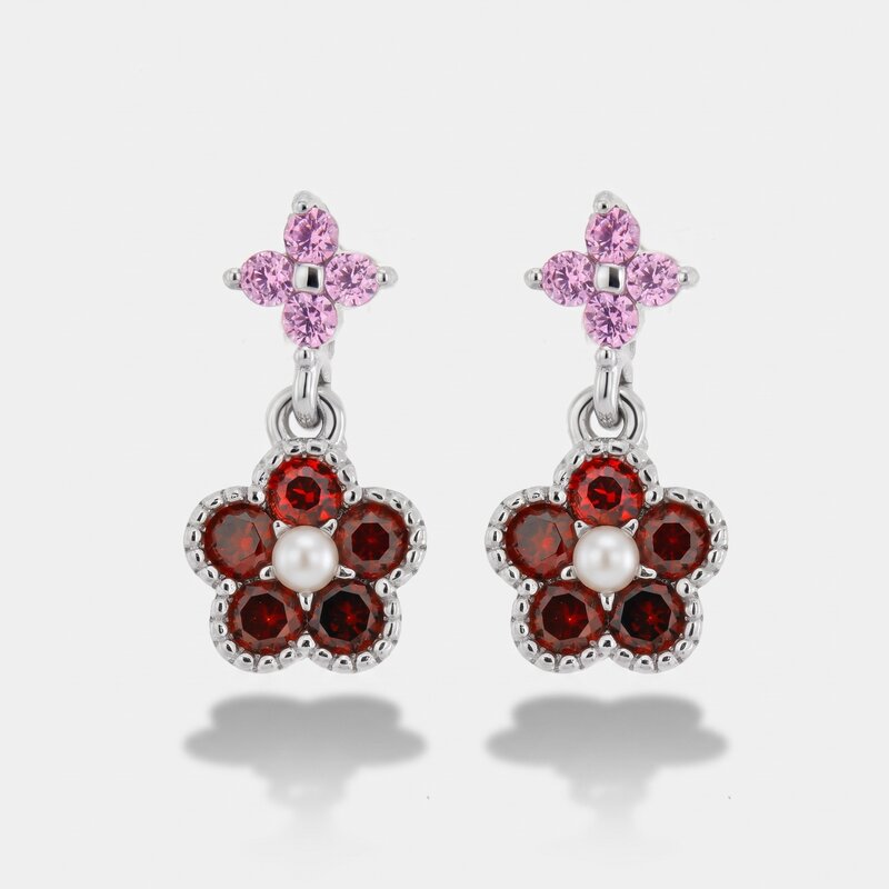 Orecchini in Argento 925 con fiore amaranto - BYSIMON gioielli