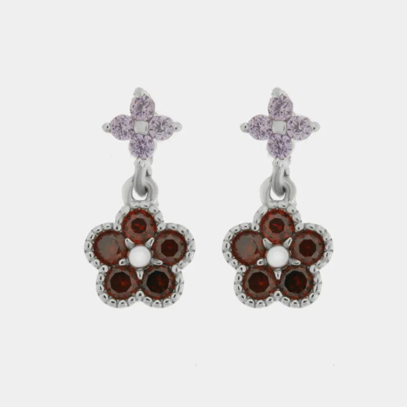 Orecchini in Argento 925 con fiore amaranto