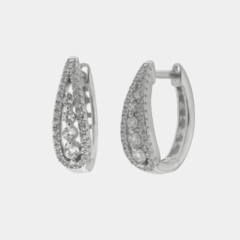 Orecchini in Argento 925 ovale con zirconi