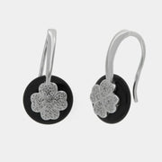 Orecchini in Argento 925 con quadrifoglio su base nero