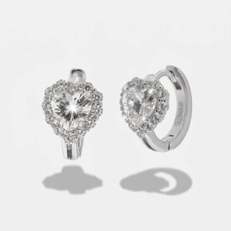 Orecchini in Argento 925 a cerchio con cuore - BYSIMON gioielli