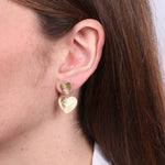 Orecchini in Argento 925 con cuori gold graffiati - BYSIMON gioielli