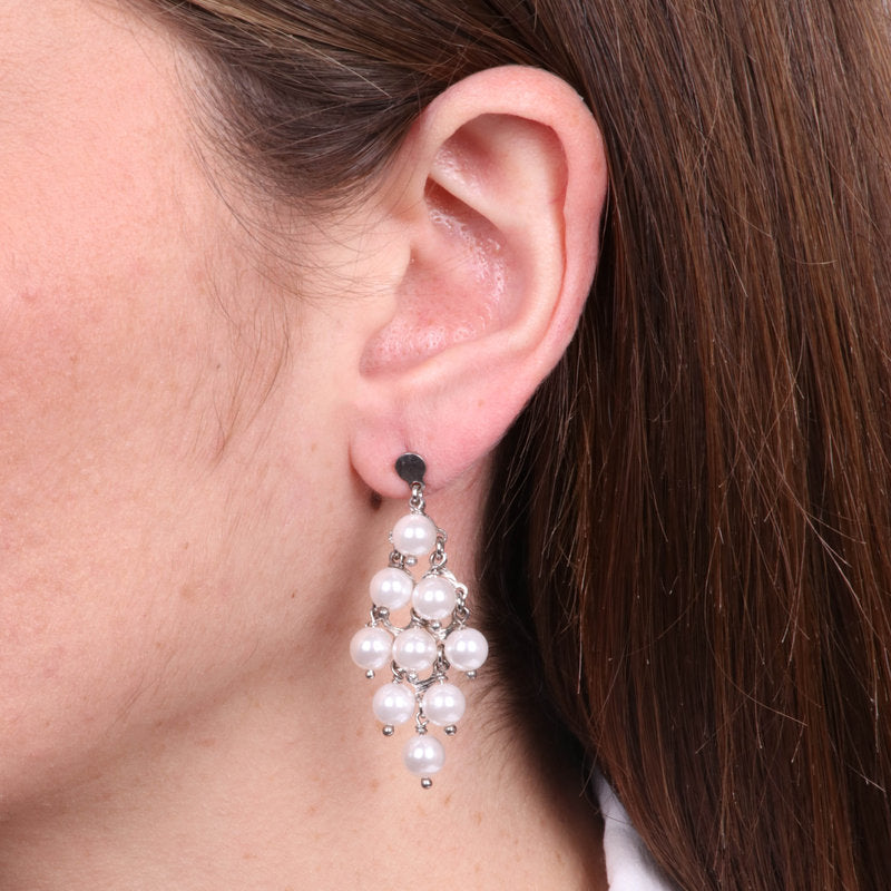 925 Sterling Silver Earrings with Pearls and Crystals