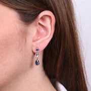 Orecchini in Argento 925 con cristalli grigio pendente