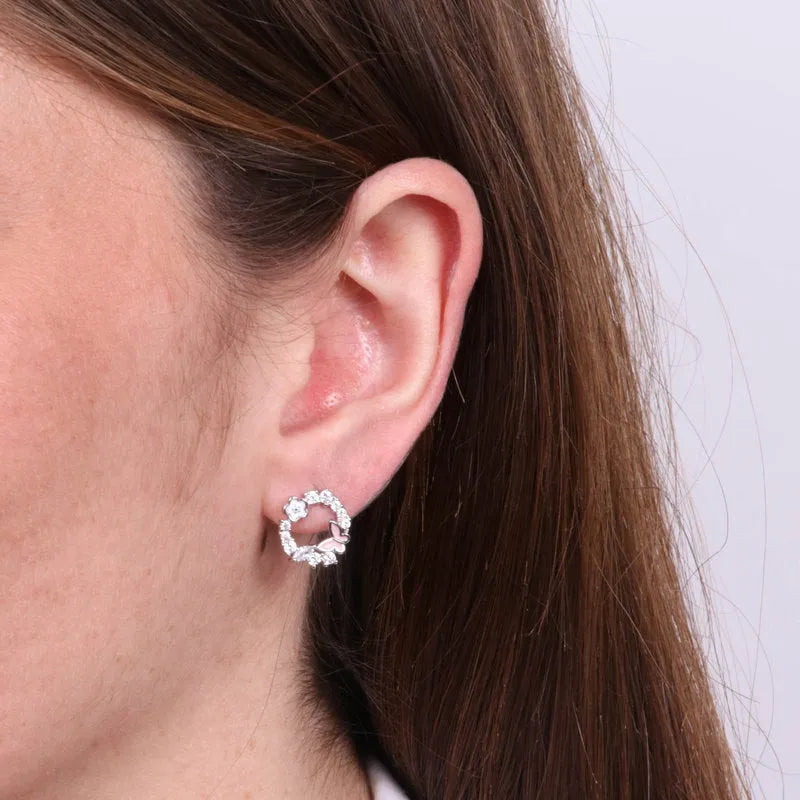 Orecchini in Argento 925 a cerchio con farfalla e zirconi