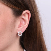 Orecchini in Argento 925 a cerchio con farfalla e zirconi