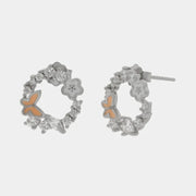 Orecchini in Argento 925 a cerchio con farfalla e zirconi