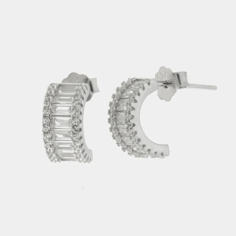 Orecchini in Argento 925 semi cerchio con zirconi