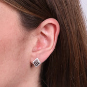 Orecchini in Argento 925 rombo con sfere e zirconi