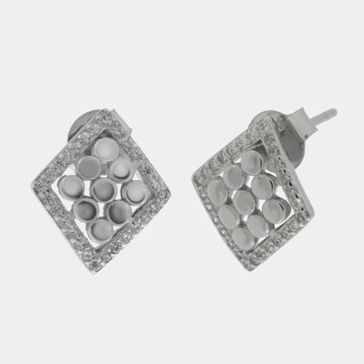 Orecchini in Argento 925 rombo con sfere e zirconi BYSIMON - gioiello BySimon