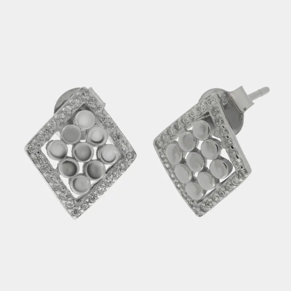 Orecchini in Argento 925 rombo con sfere e zirconi BYSIMON - gioiello BySimon