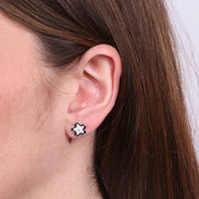 Orecchini in Argento 925 stella zirconata e smalto nero