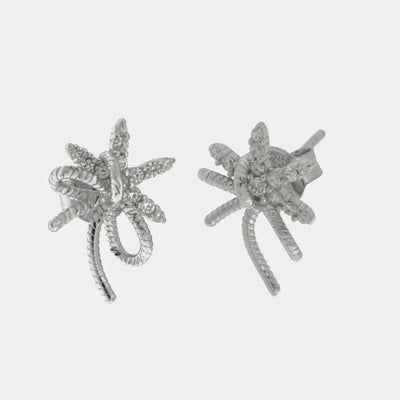 925 Sterling Silver palm earrings with zircons