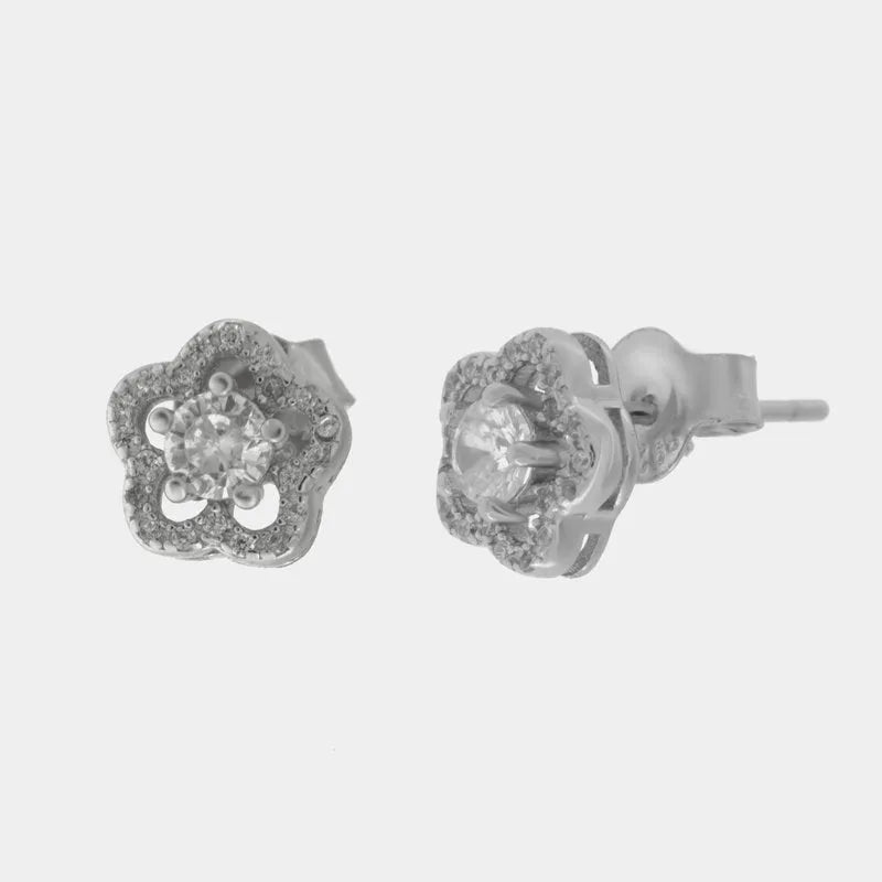 Orecchini in Argento 925 fiore zirconato