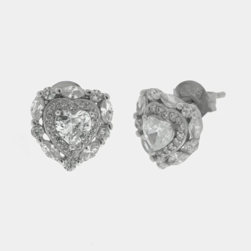 Orecchini in Argento 925 cuore zirconato