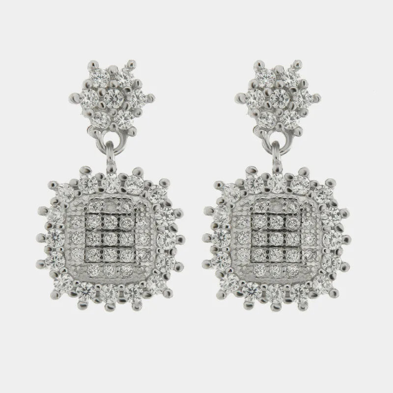 Orecchini in Argento 925 quadrato con zirconi