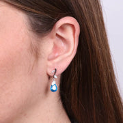 Orecchini in Argento 925 zircone azzurro pendente