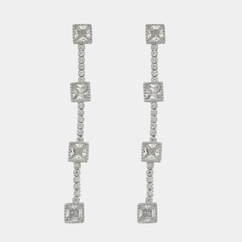 Orecchini in Argento 925 con zirconi pendenti