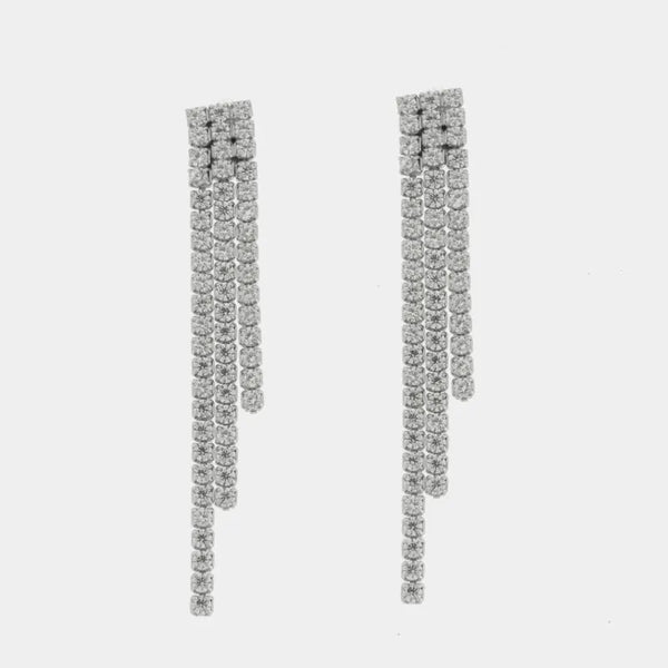 Orecchini argento 925 multifilo con zirconi pendenti - BYSIMON gioielli