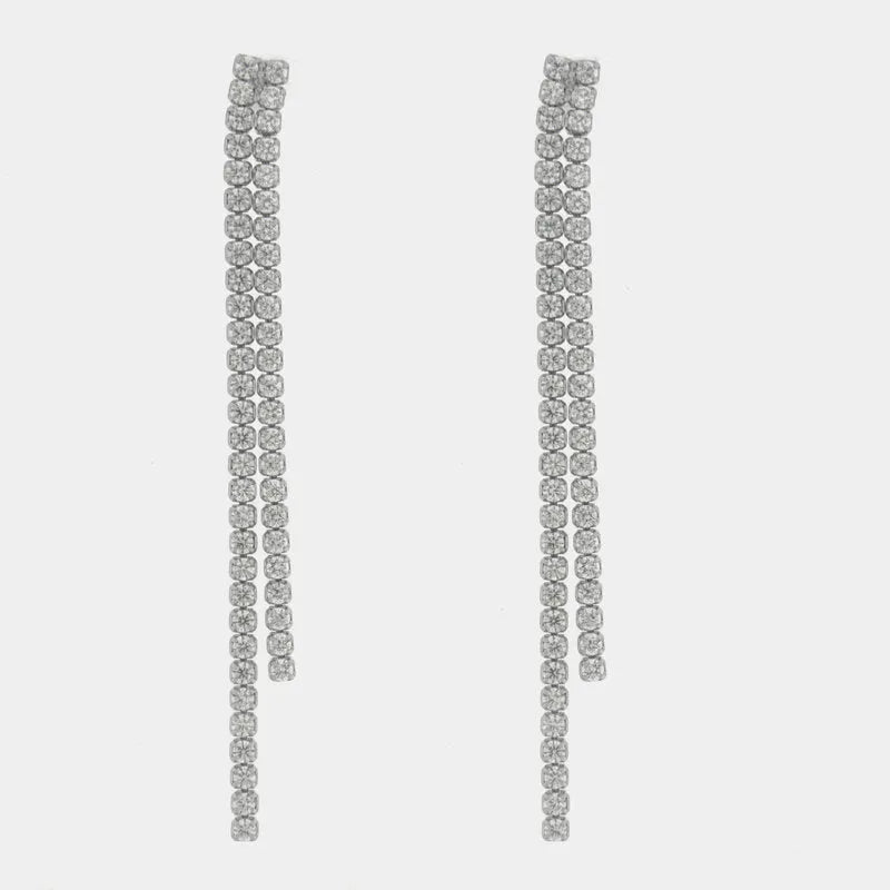 Orecchini in Argento 925 multifilo con zirconi pendenti